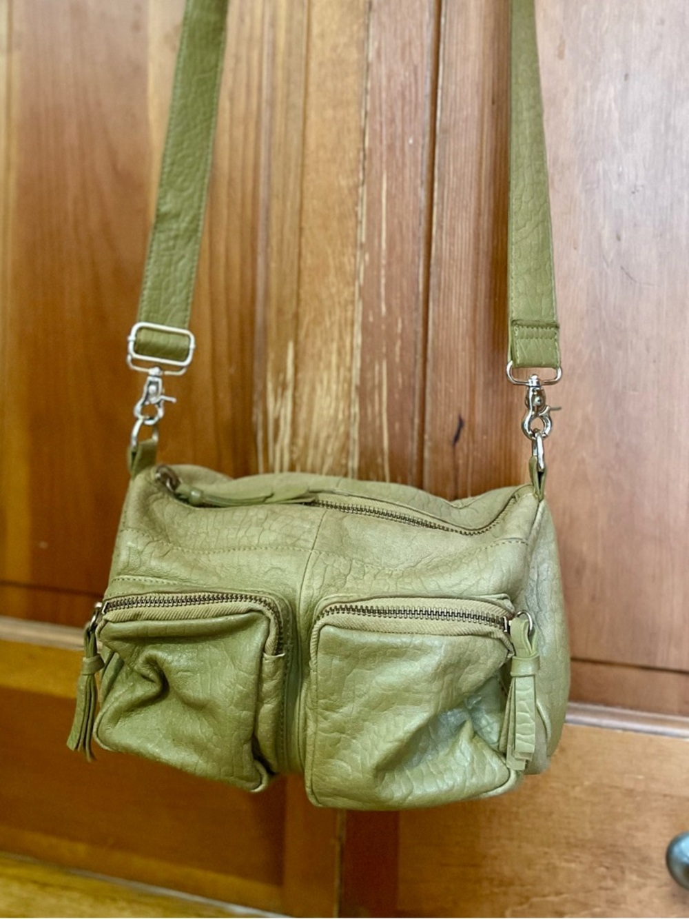 Anthropologie sheepskin leather crossbody